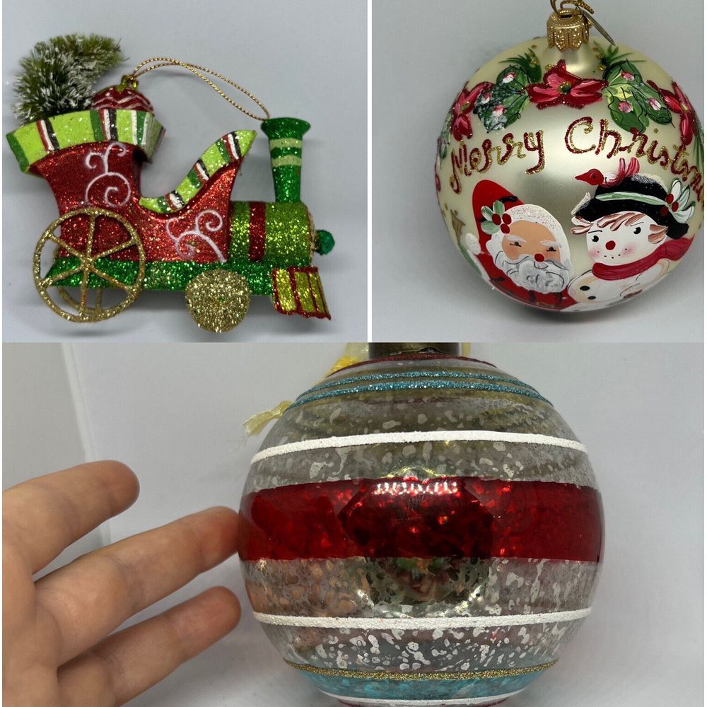 Pier 1 Imports Keepsake‎ Christmas Ornament Handcrafted Lot Of 3 Glass SALE ‼️